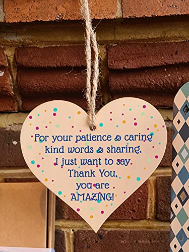 The Plum Penguin Handmade Wooden Hanging Heart Plaque Gift Thank You Amazing Friendship Teacher Colleague Present Card Alternative - Image 4