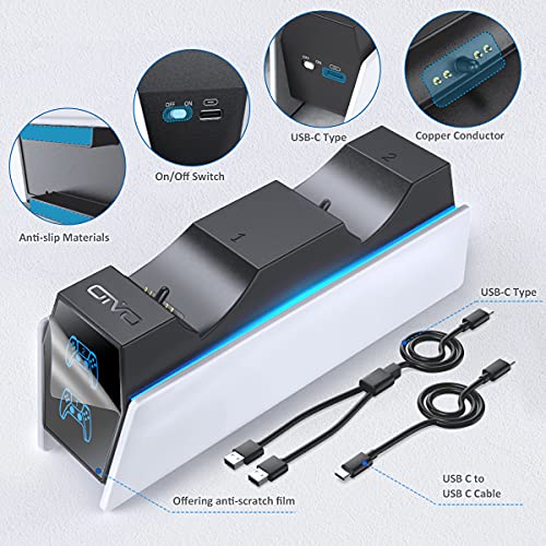 oivo ps5 controller charger 2h fast charger with 2 cable types ps5 charging station for playstation 5 controllers p4 interactive figure