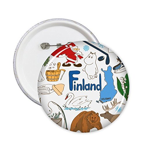 Badge Finlande paysage et coutumes lot de 5 petits boutons souvenir de voyage