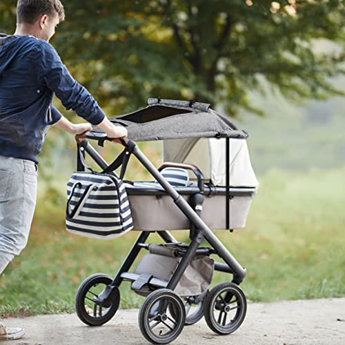 WD&CD Sonnensegel Kinderwagen mit UV Schutz 50+ und Wasserdicht, Double layer fabric mit Sichtfenster und extra breite Schattenflügel, Grau