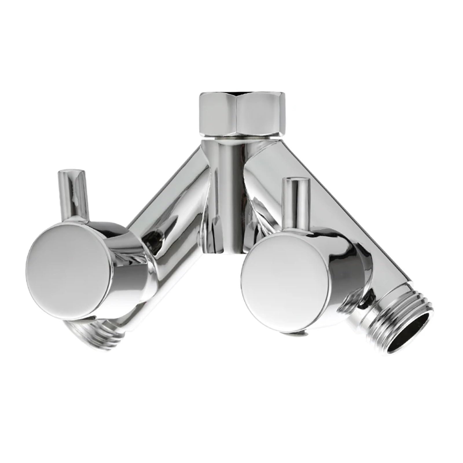 Itrhjtgp Chrome Y-Valve Hose Splitter Brass Dual Shut-Off Valve G1/2 3-Way Shower Diverter For Head Bathtub Faucet 2 Handles For Bathroom(Chrome Y-Valve)