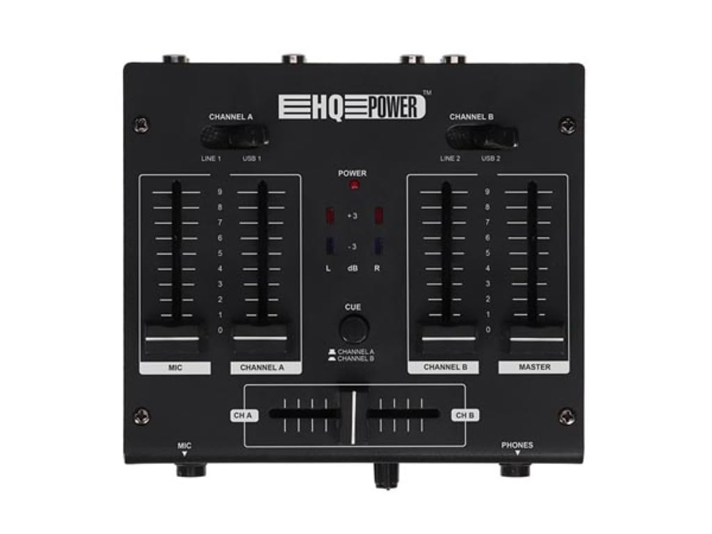 HQ-Power Mesa DE Mezclas DE 2 Canales con 2 ENTRADAS USB