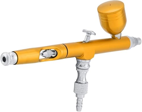 Yosoo Aerógrafo de alimentación de doble acción, mini pistola de pulverización de compresor de aire 0.012 in Boquilla de compresor Airbrush con taza