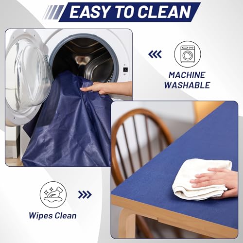 Drydiet tapete extragrande para pintar y manualidades 55x55 pulgadas, alfombra de piso impermeable de PVC antideslizante, protector para pintura en caballete, fácil de limpiar (Azul, Liso) miniatura 4