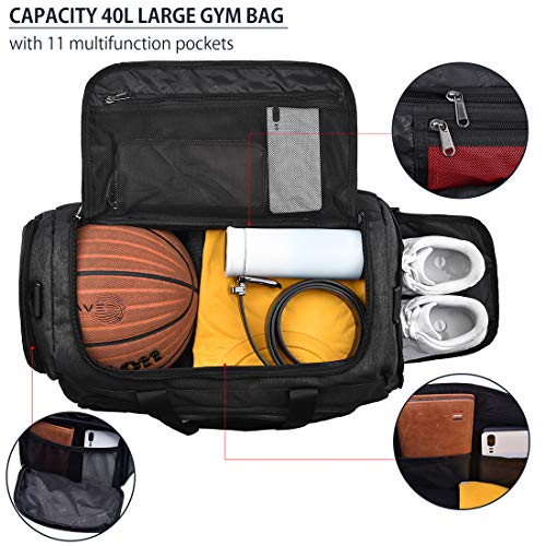 Gym Duffle Bag Waterproof Large Sports Bags Travel Duffel Bags with Shoes Compartment Weekender Bag with Toiletry Organizer Bag
