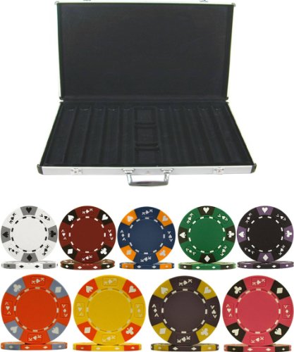 Tri-Color ACE King Clay 14gm 1000 Chip Poker Set with Aluminum Case