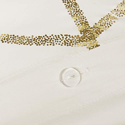 Intelligent Design Raina Duvet Set Metallic Print Geometric Style Embroidered Toss Pillows Modern Trendy All Season Comforter Cover Bedding-Set With Matching Sham, Full/Queen, Ivory/Gold 5 Piece #TOP6