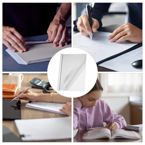 Thermobindemappen A4, Thermo-Bindemappen, Rückenbreite 3Mm, 16-25 Blatt, A4, Weiß, Transparenter PVC, 10 Stück-er Pack