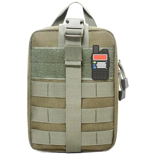 Ham Radio Go Bag in Green Color with Tear-Away Hook and Loop Back - Molle Compatible, Multi-Pocket Design for Radios, Cables, and Gear. Radio Bug Out Bag works as a Survival Radio Kit