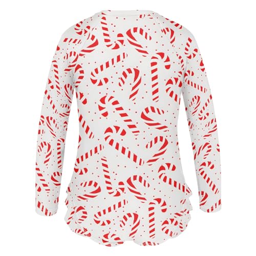 ALAZA Toddler Swimsuit Girl Bathing Suit Swimwear Rash Guard Christmas Candy Cane Long Sleeve 3T3