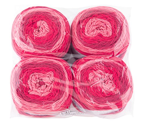 Gründl Lollipop Design Pack of 4 x 150 g Hand Knitting Wool/Yarn Ball 100% Polyacrylic, Pink Swirl, 24 x 24 x 10 cm