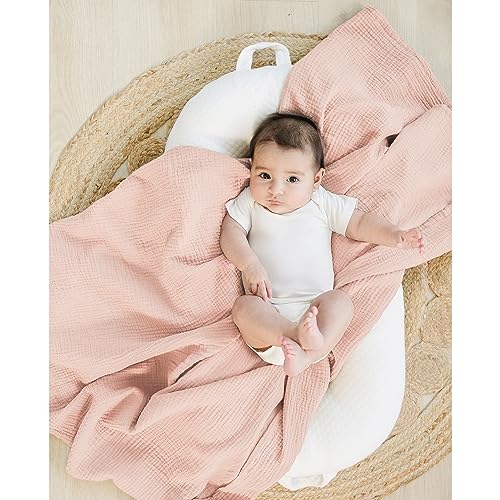 Image of Konssy 3 Pack Muslin Swaddle Blankets for Unisex, Newborn Receiving Blanket, Large 47 x 47 inches, Soft Breathable Muslin Baby Swaddles for Boys & Girls