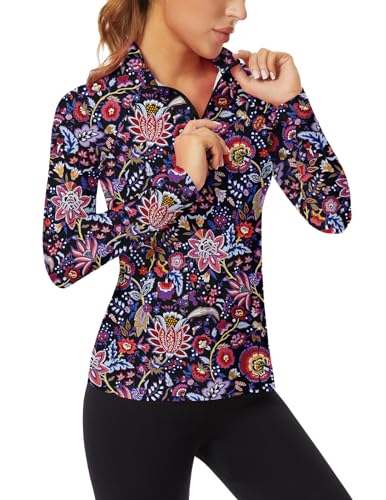 Image of Soneven Women's Sleeveless Golf Top Floral Athletic Golf Wear Moisture Wicking Sleeveless Polo Quick Dry