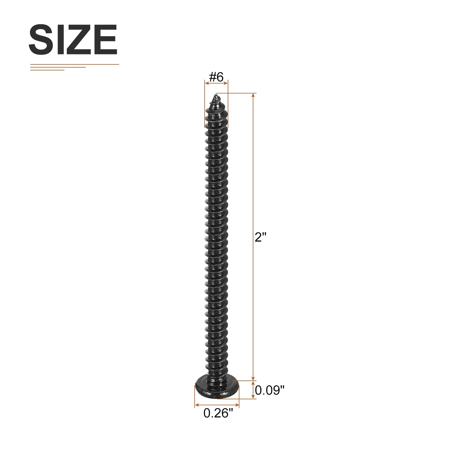DTGN #6x2" Phillips Pan Head Self-tapping Screw - 100Pack - Black Oxide 304 Stainless Steel Sheet Metal Screws Wood Screws - Image 2