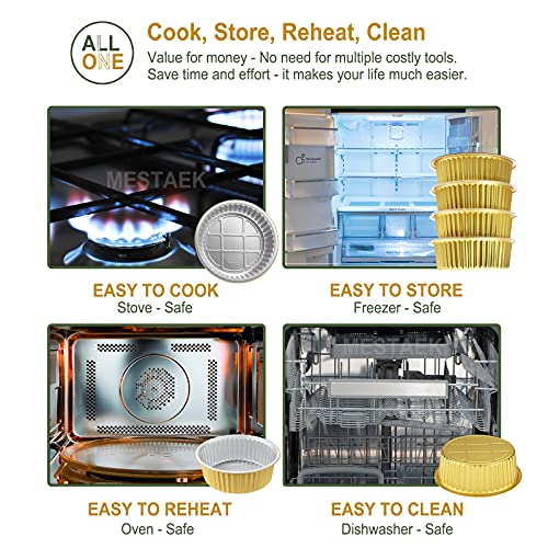 Mestaek 10" Aluminum Foil Pans + Snap-On Lids (5 Pack) | 2X Thicker Heavy Duty 3.3" Deep Disposable Reusable Foil Tins #TOP1