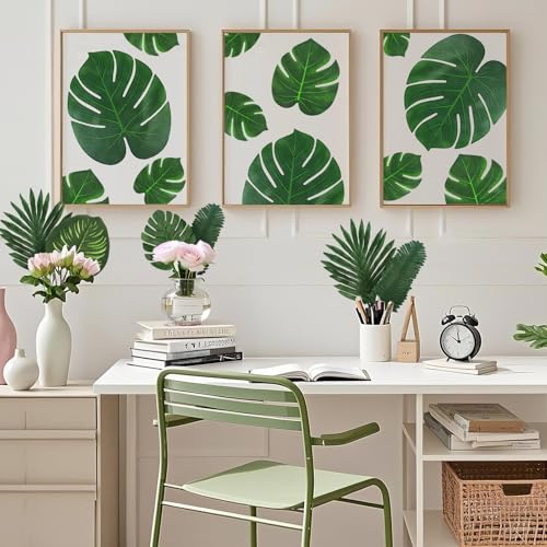 142Pcs Luau Party Decorations Fake Plant Palm Leave Monstera With Stems by UMIKU - Used condition - Image 4