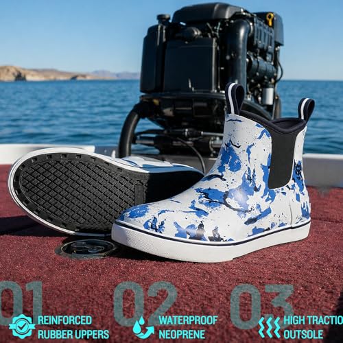 Image of Furuian Men's Deck Boots Waterproof Ankle Rain Boots Fishing Boots