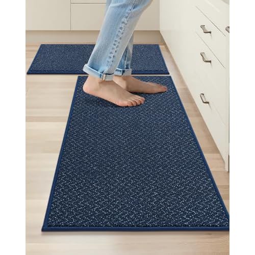 Cosy Homeer Non-Slip Kitchen Rugs 2-Piece Set Navy