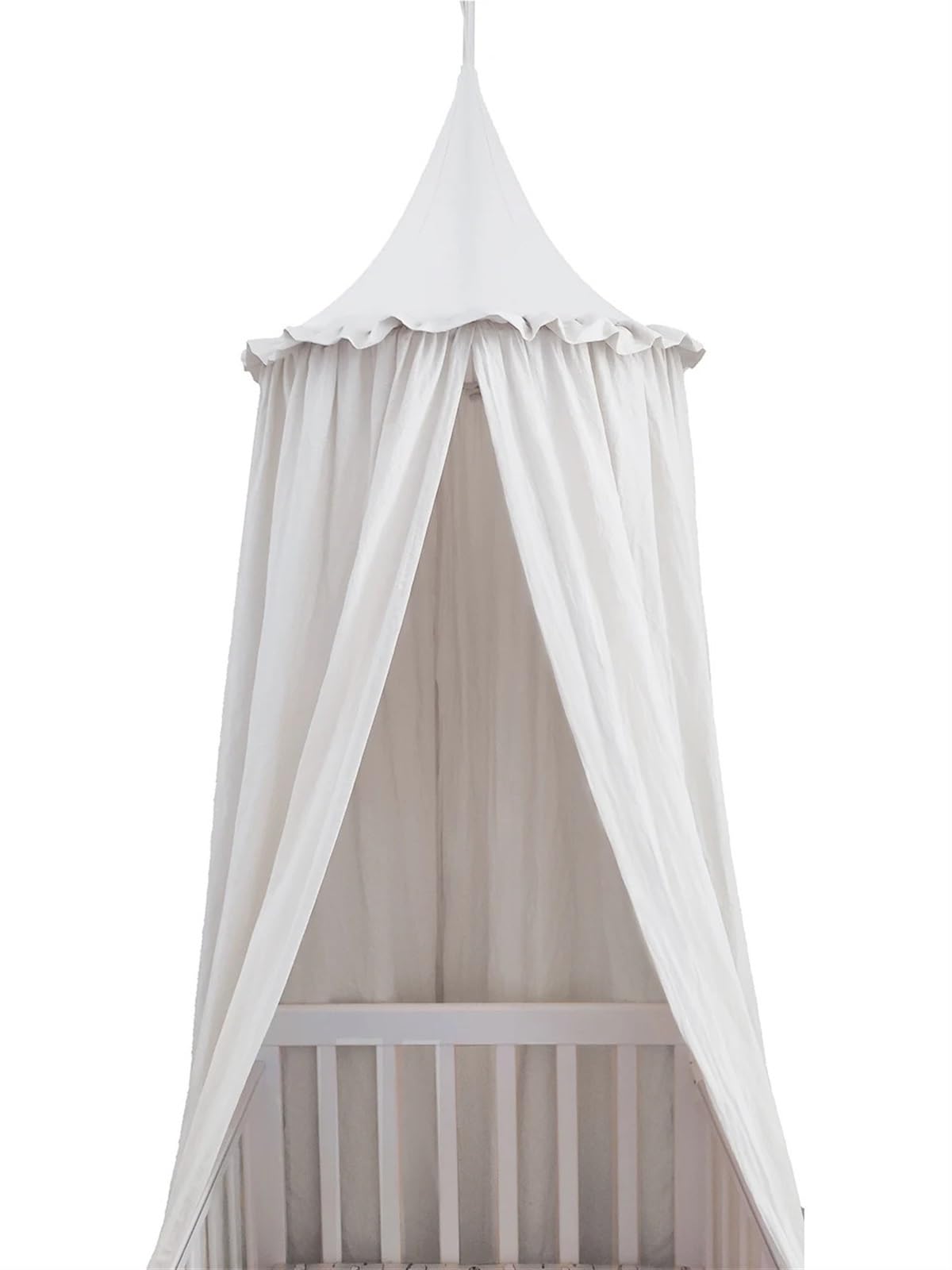 CGUOHU Bed Canopy With Frills Cotton Cover Net For Reading Nook Curtain Hideaway Hanging Round Tent For Bed