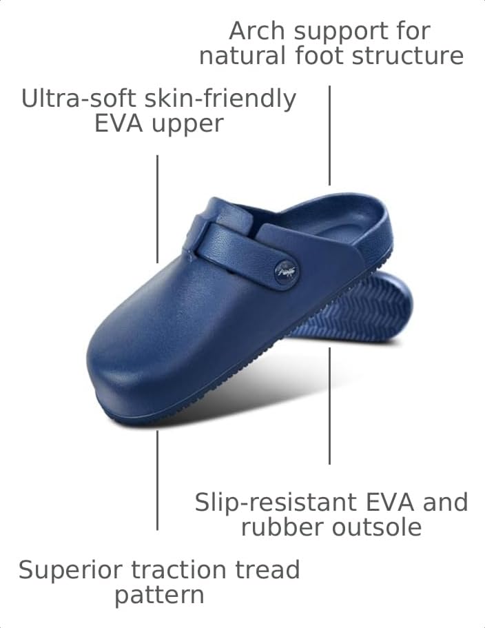Image of KEMISANT Women Clogs,Comfortable Mules Sandals Slippers Nurse Garden Shoes Unisex for Men Cushioned Support