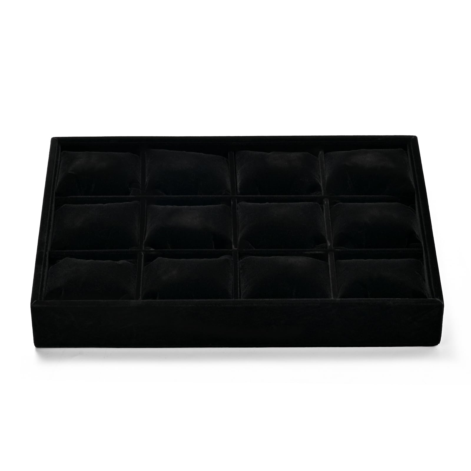 Oirlv Noir Velours 12 Grilles Plateau à Montres,Plateau à Bijoux,