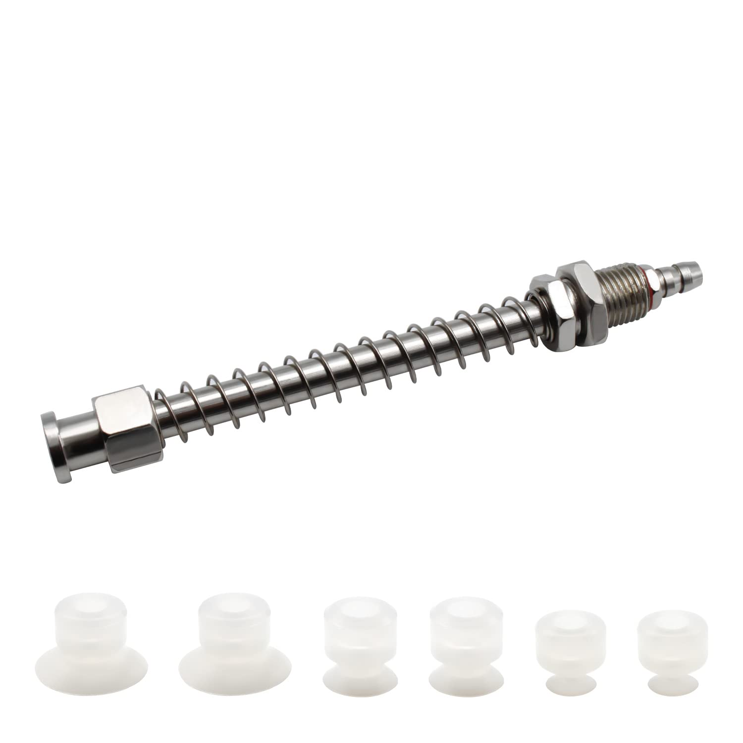 6 Ventose In Gomma Siliconica - HSP-25-2/20-2/15-2, Per Automazione, Macchinari, Presa Vacuume - Bianche E Trasparenti