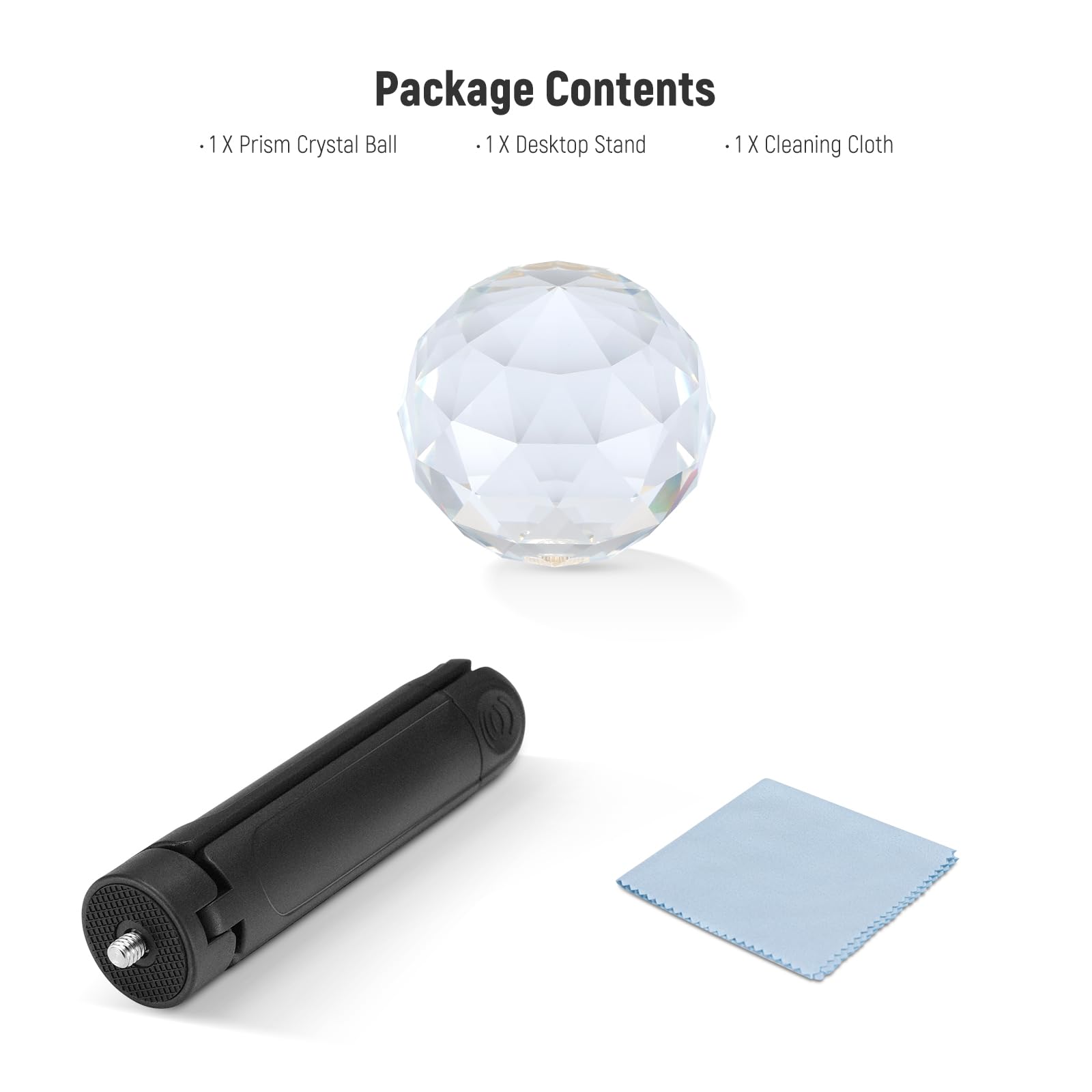 NEEWER 60mm Sfera Fotografica di Prisma Cristallo con Filettatura 1/4", Stand da Tavolo e Panno per Pulizia, Filtro Sferico di Effetto Prisma Arcobaleno in Vetro Ottico K9 per Fotografia, Fisica,CY001