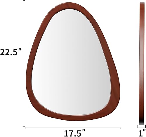 Miniatura 3 de CFYLO Espejo irregular, espejo con marco de pared de madera, espejo decorativo asimétrico de madera para sala de estar, dormitorio, entrada, baño,
