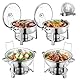 VEVOR Chafing Dish Buffet Speisenwärmer mit 4 Behältern in voller Größe (4,7 L pro), runder Catering-Wärmespender mit Glasdeckel & Wasserpfanne & klappbarer Ständer, für Hochzeiten Buffet Silber