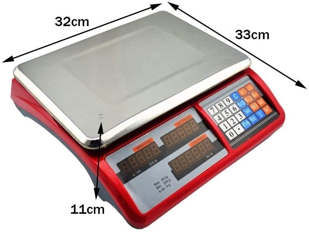 Básculas electrónicas Báscula Digital Cálculo de Precios Pesaje Básculas industriales LCD de Acero Inoxidable (