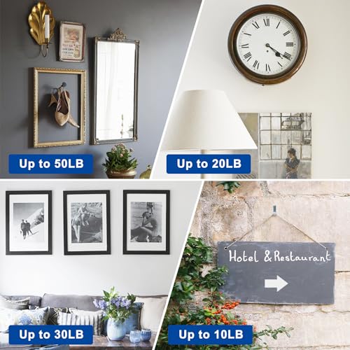 Image of Picture Hangers Holds 10-50lbs, 170pcs Picture Hanging Kit, Eikvivn Picture Hooks with Nails, On Dry Wall, Wooden Wall