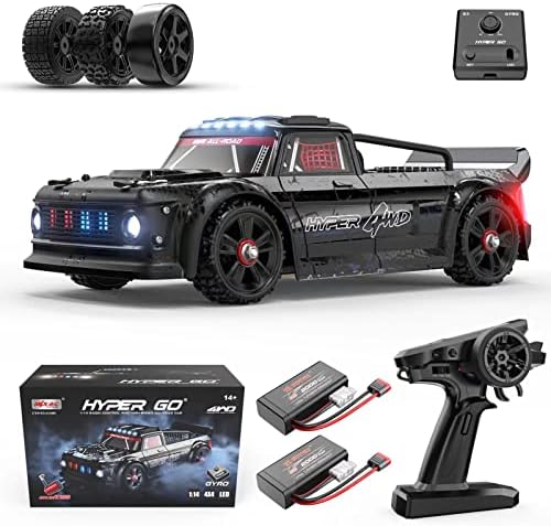 HYPER GO 14301 1/14 RTR Brushless RC Drift Car with Gyro, Max 34 mph Fast RC Cars for Adults, 4X4 All-Road Street Bash RC Truck, Electric Powered 4WD Remote Control Car for Drifting Rally