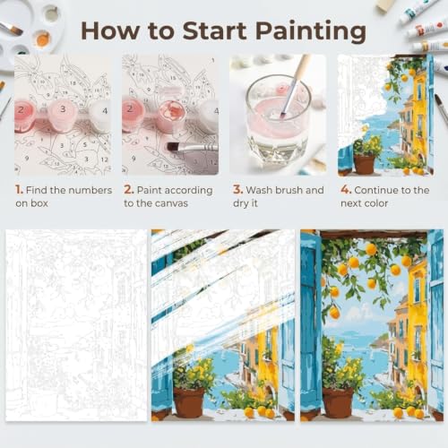 Image of HASTHIP Paint by Numbers Kit Wild Flowers Canvas for Art DIY