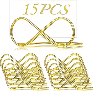 Table Number Holders for Weddings, 15pcs Metal Swirl Photo memo Note Clip Holder Stand Wedding Name Place Card Holder for Wedding or Other Occasions Gold (Gold, 15pcs)