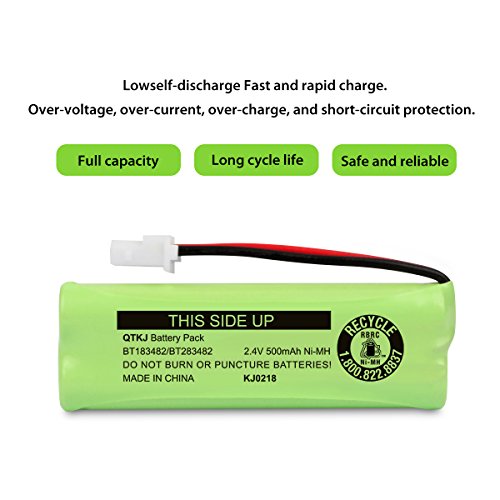 QTKJ BT183482 BT283482 Battery for Vtech DS6401 DS6421 DS6422 DS6472 LS6405 LS6425 LS6425-3 LS6426 LS6475 LS6475-3 LS6476 89-1348-01 Cordless Phone Handset (3-Pack)