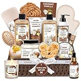 EIRNAY Christmas Gifts For Women - 16 PCS Birthday Gift Basket for Women Set of Coconut Vanilla Self Pampering Set, Includes Luxurious Home Spa Shower Gel Bubble Bath
