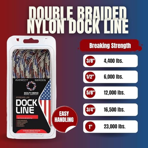 Image of South Bend Rope Double Braid Nylon Dock Line w /Eye Splice