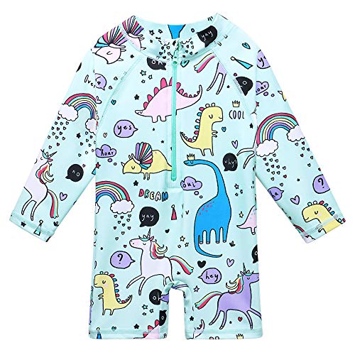 Image of XFGIRLS Baby Girls Swimsuit One Piece Long Sleeve Rash Guard Shirts Quick-Dry Bathing Suit 1M-6M
