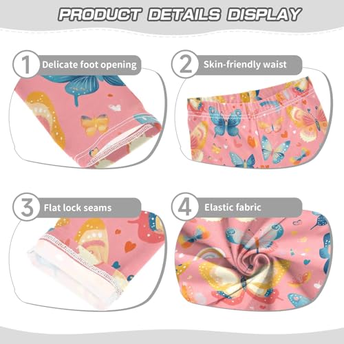 Gold Blue Butterfly Rainbow Girls Leggings Kids Yoga Pants Dance Active Tights 4T3