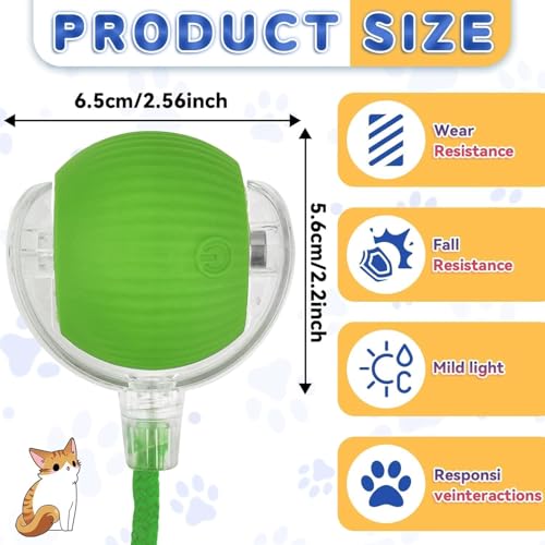DAMIGHT Interaktives Katzenspielzeug, Katzenball Spielzeug Elektrisch, 360° Rolling Intelligentes Katzenspielzeug Wiederaufladbar über USB, Bewegliches Spielball für Katzen und Hunde Innenbereich