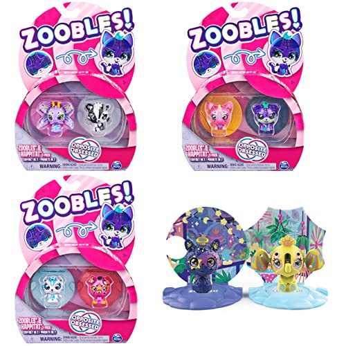 Spin Master Zoobles!: Zoobles & Happitat Opposite Obsessed Starlight Llama & Sunshine Elephant (2-Pack)