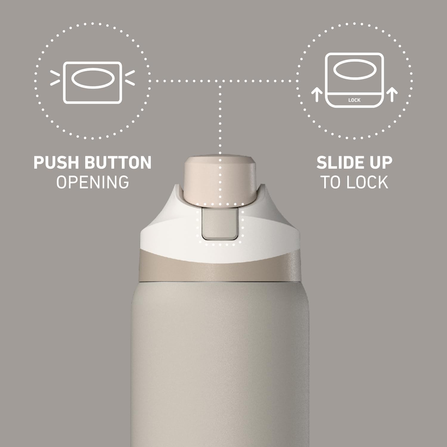 Hydrapeak Oasis 32 oz Water Bottle with Chug Lid, Stainless Steel Insulated Water Bottle For Men and Women, Stone1 - Image 5