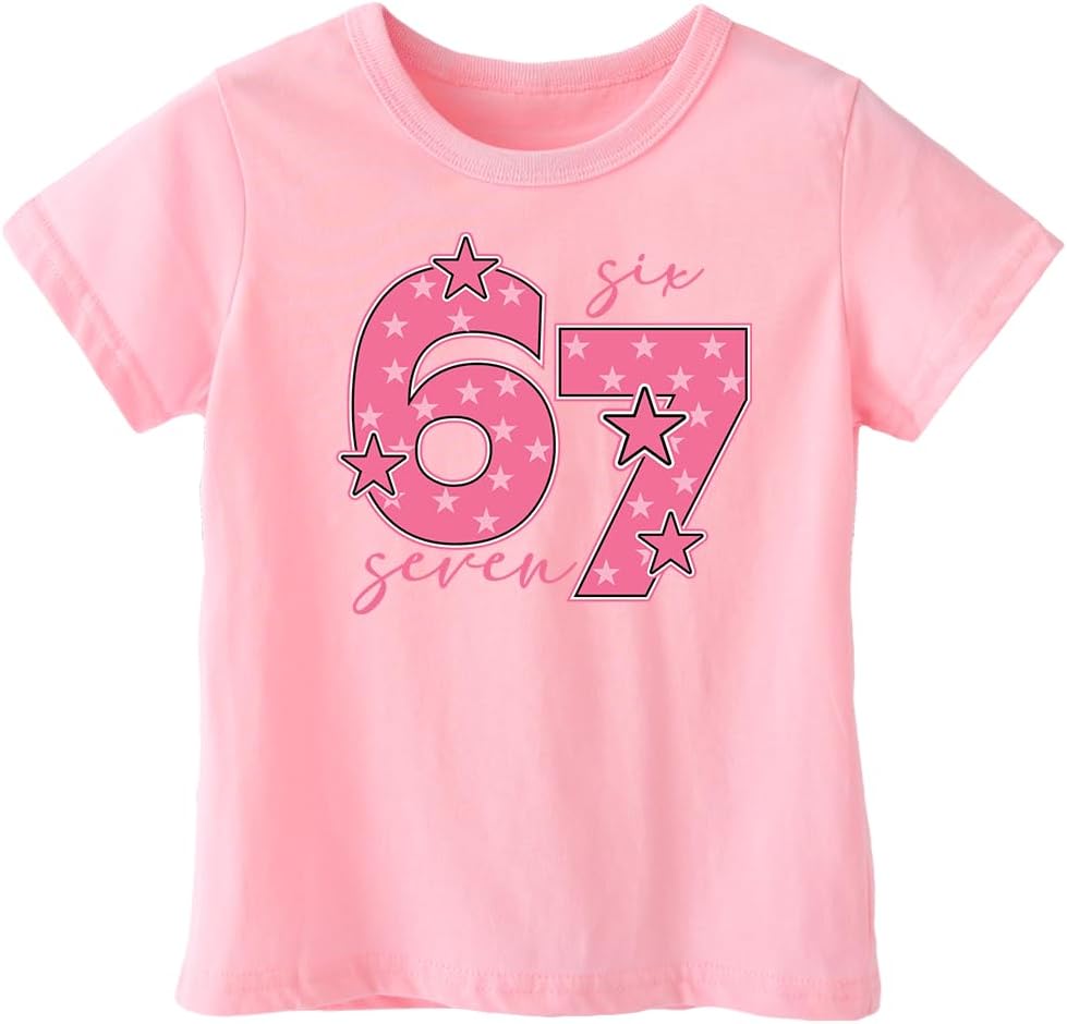 2-7 Years Little Girls Funny Six Seven Meme 6 7 T-Shirt