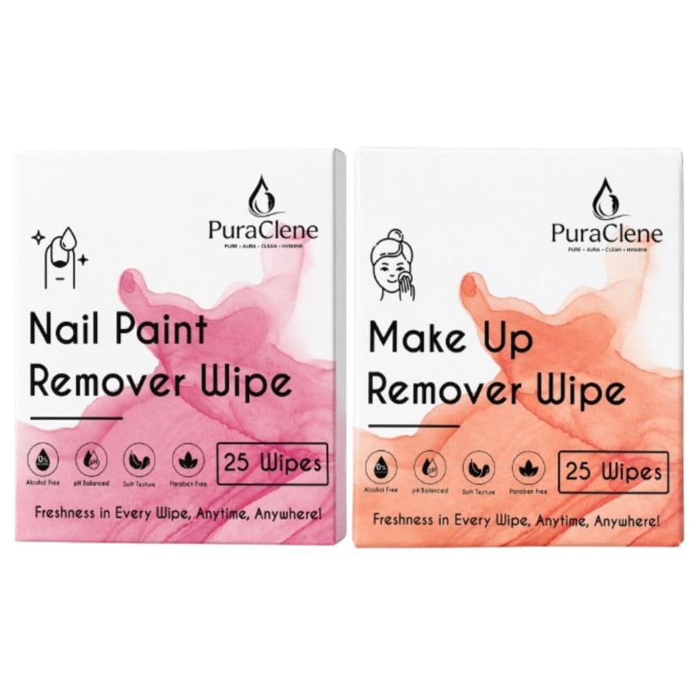 Makeup Remover Wipe & Nail Paint Remover Wipe Combo Pack | Dermatologist-Tested, Gentle, Vegan, Biodegradable | 2 Packs, 50 Wipes | for All Skin Types, Ph Balanced-image-14