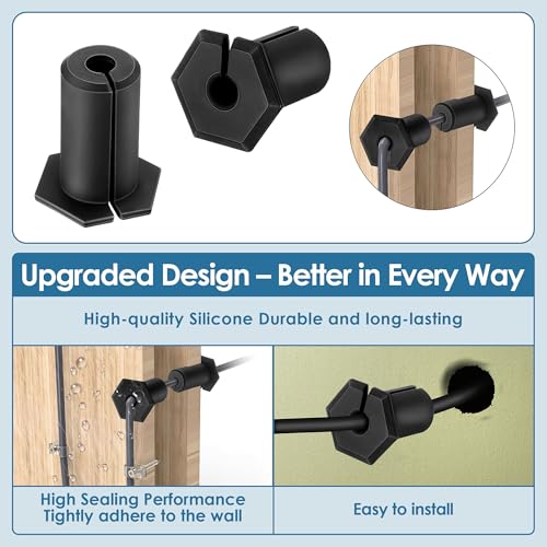 Saillong Kit de Enrutamiento de Cable 2 Piezas Compatible con Starlink Ethernet Cable Grommet de Goma para Agujero de Pared de 3/4 Pulgada Compatible con Adaptador de Router de Pared Starlink (Negro) miniatura 4
