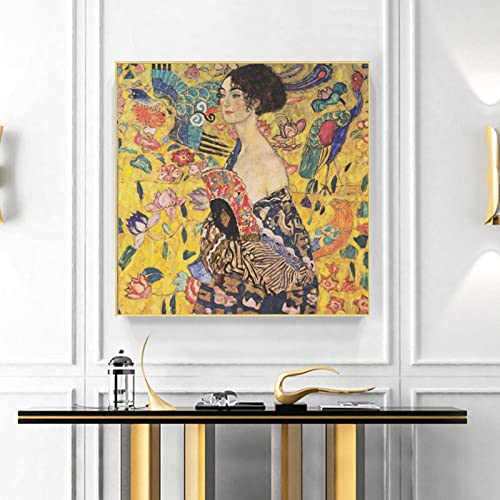 Tableau Klimt reproduction d'Adele Bloch dorée à la feuille d'or peinte à la main 150x150 - 5