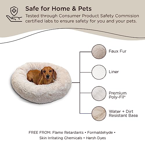 Best Friends By Sheri The Original Calming Donut Cat And Dog Bed In Lux Fur Oyster, Small 23X23 #TOP6