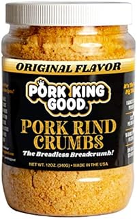 Pork King Good Low Carb Keto Diet Pork Rind Breadcrumbs! Perfect For Ketogenic, Paleo, Gluten-Free, Sugar Free and Bariatric Diets (Original) (Original, 12 Oz Jar)