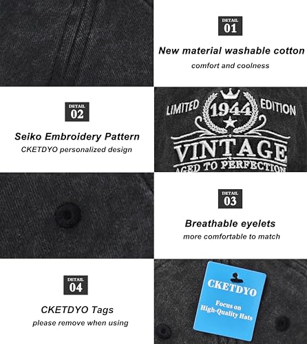 Image of 1926-1996 Birthday Gifts for Men Women,Personalized 30th-100th Birthday Ideas Gift,Parents Vintage Hat