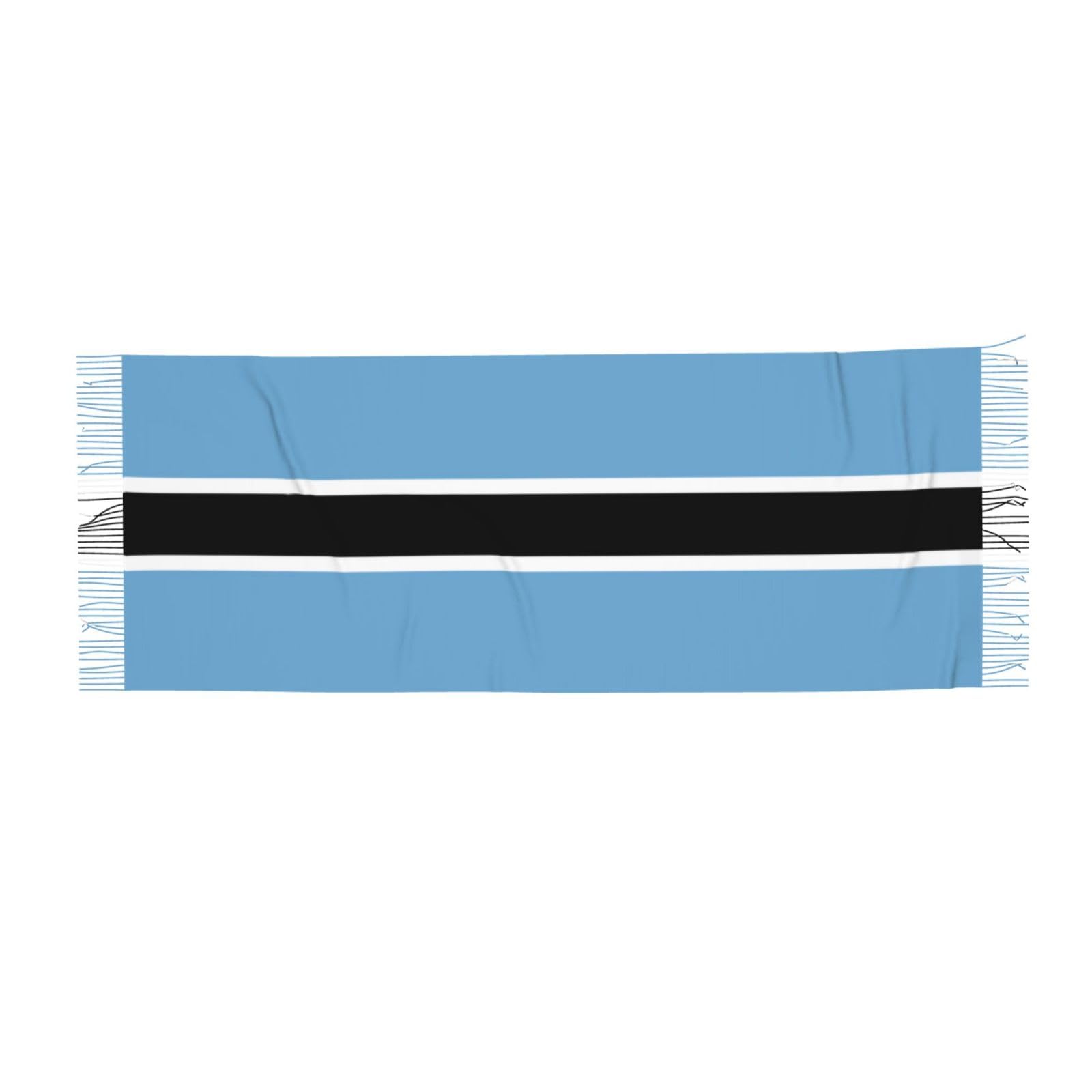 Wbqlsl Women's Black Fashion Printed Tassel Long Shawl, Flag Of Botswana Autumn And Winter Fashion Scarf, Casual Tassel Cashmere Shawl Scarf,